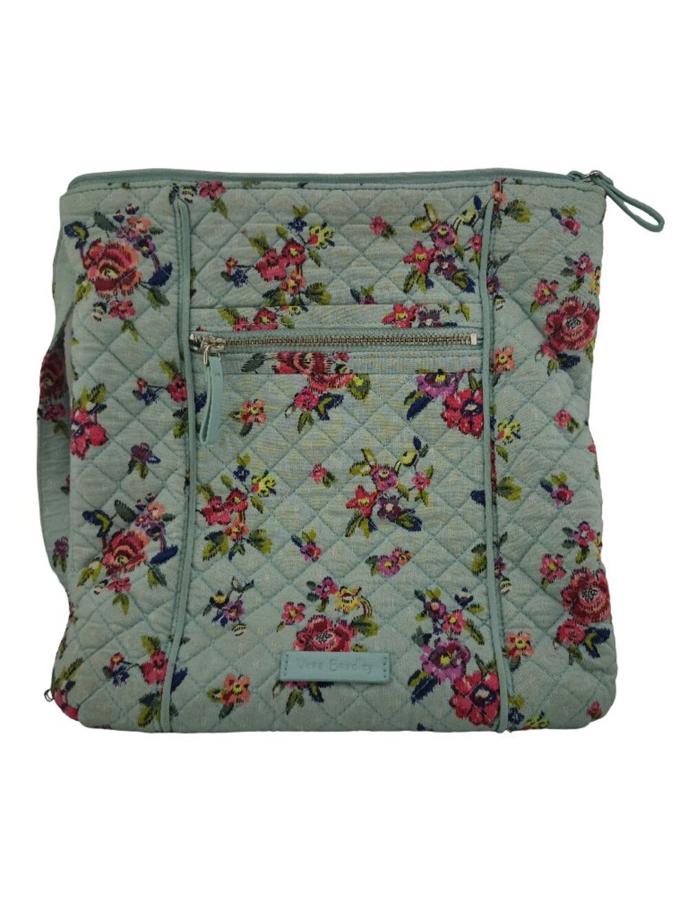 Vera Bradley Light Blue Floral Quilted Crossbody Shoulder Bag Adjustable Strap